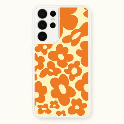 Orange Flowers - Trippy Patterns  - Trippy Patterns Phone Case for Galaxy S21 Ultra