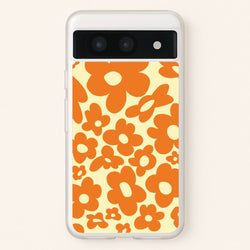 Orange Flowers - Trippy Patterns  - Trippy Patterns Phone Case for Google Pixel 8a