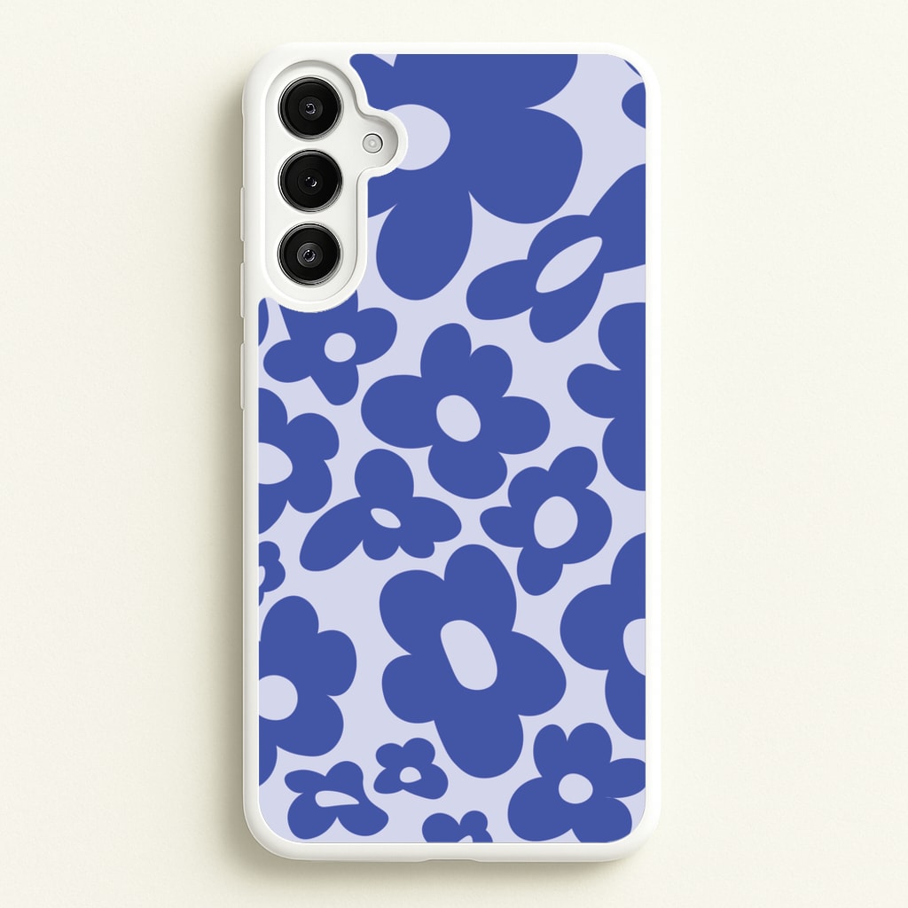 Blue Flowers - Trippy Patterns  - Trippy Patterns Phone Case for Galaxy A36