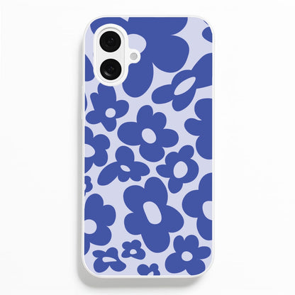 Blue Flowers - Trippy Patterns  - Trippy Patterns Phone Case for iPhone 16 Plus