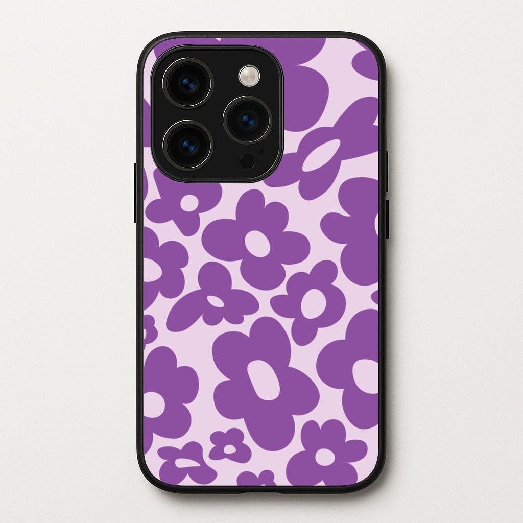 Purple Flowers - Trippy Patterns  - Trippy Patterns Phone Case for iPhone 15 Pro