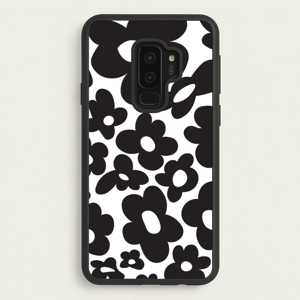 Black Flowers - Trippy Patterns  - Trippy Patterns Phone Case for Galaxy S9 Plus