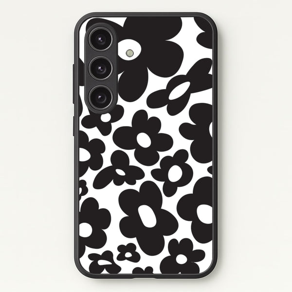 Black Flowers - Trippy Patterns  - Trippy Patterns Phone Case for Galaxy S24 Plus