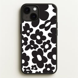 Black Flowers - Trippy Patterns  - Trippy Patterns Phone Case for iPhone 13 Mini