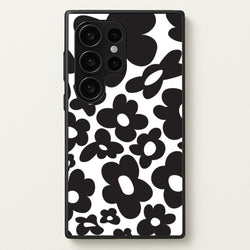 Black Flowers - Trippy Patterns  - Trippy Patterns Phone Case for Galaxy S24 Ultra
