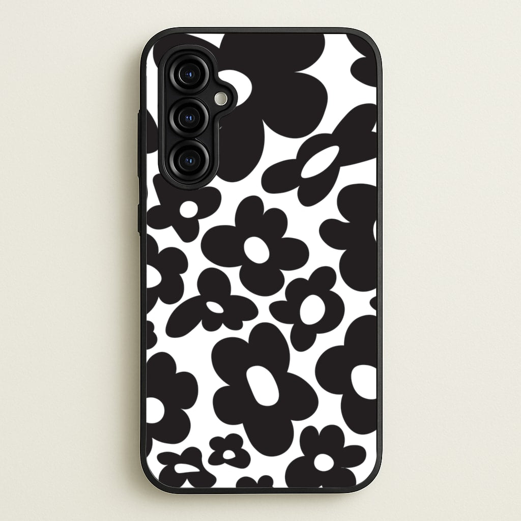 Black Flowers - Trippy Patterns  - Trippy Patterns Phone Case for Galaxy A54