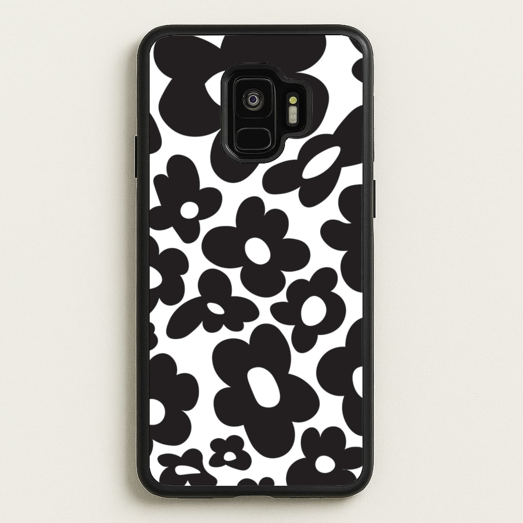 Black Flowers - Trippy Patterns  - Trippy Patterns Phone Case for Galaxy S9