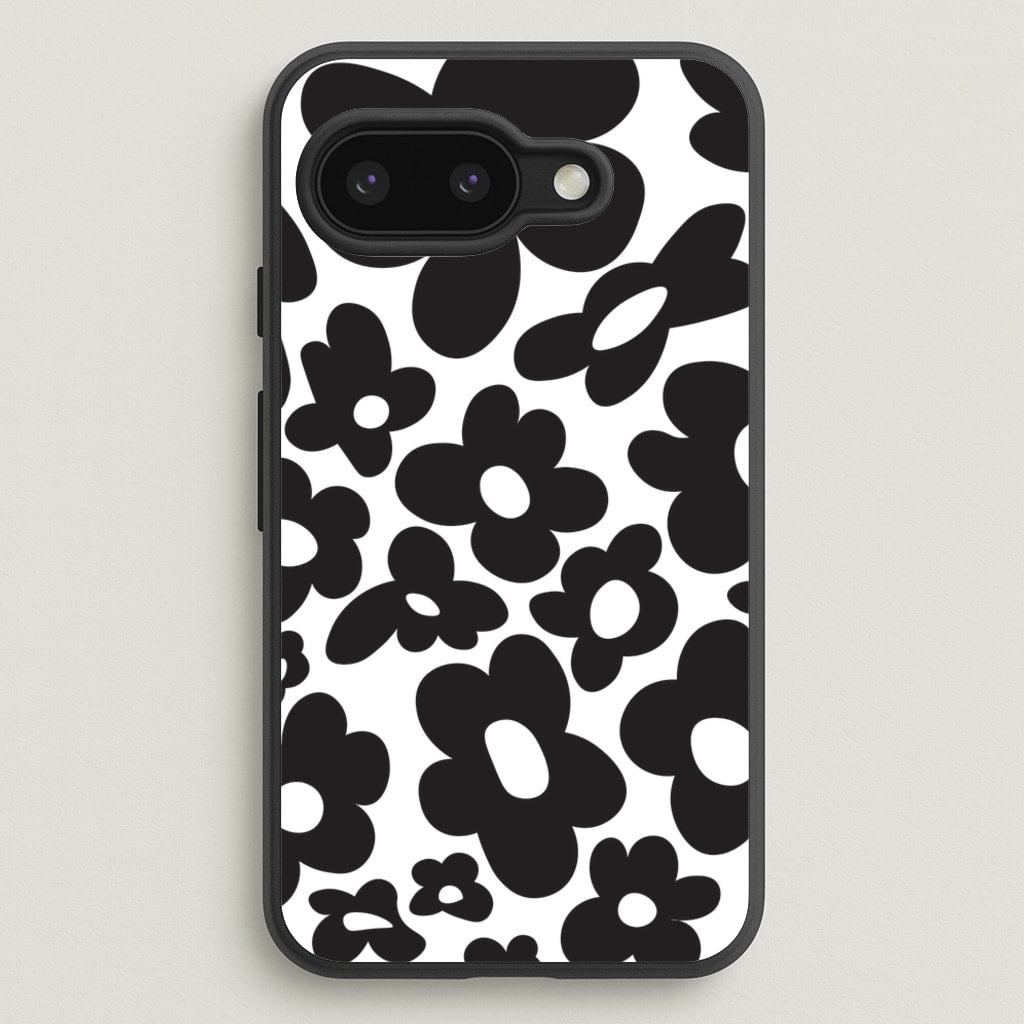 Black Flowers - Trippy Patterns  - Trippy Patterns Phone Case for Google Pixel 9a