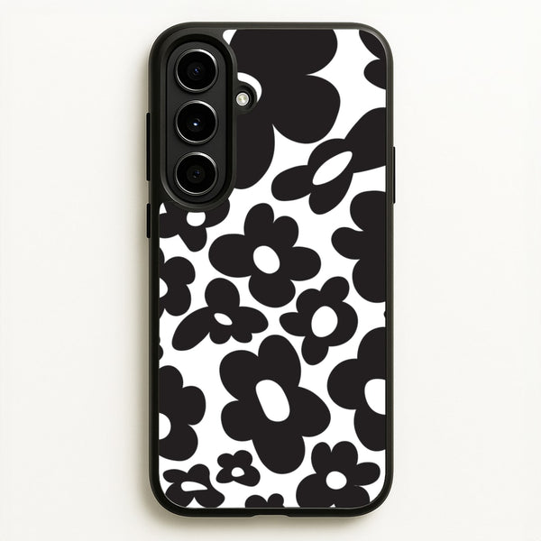 Black Flowers - Trippy Patterns  - Trippy Patterns Phone Case for Galaxy A56