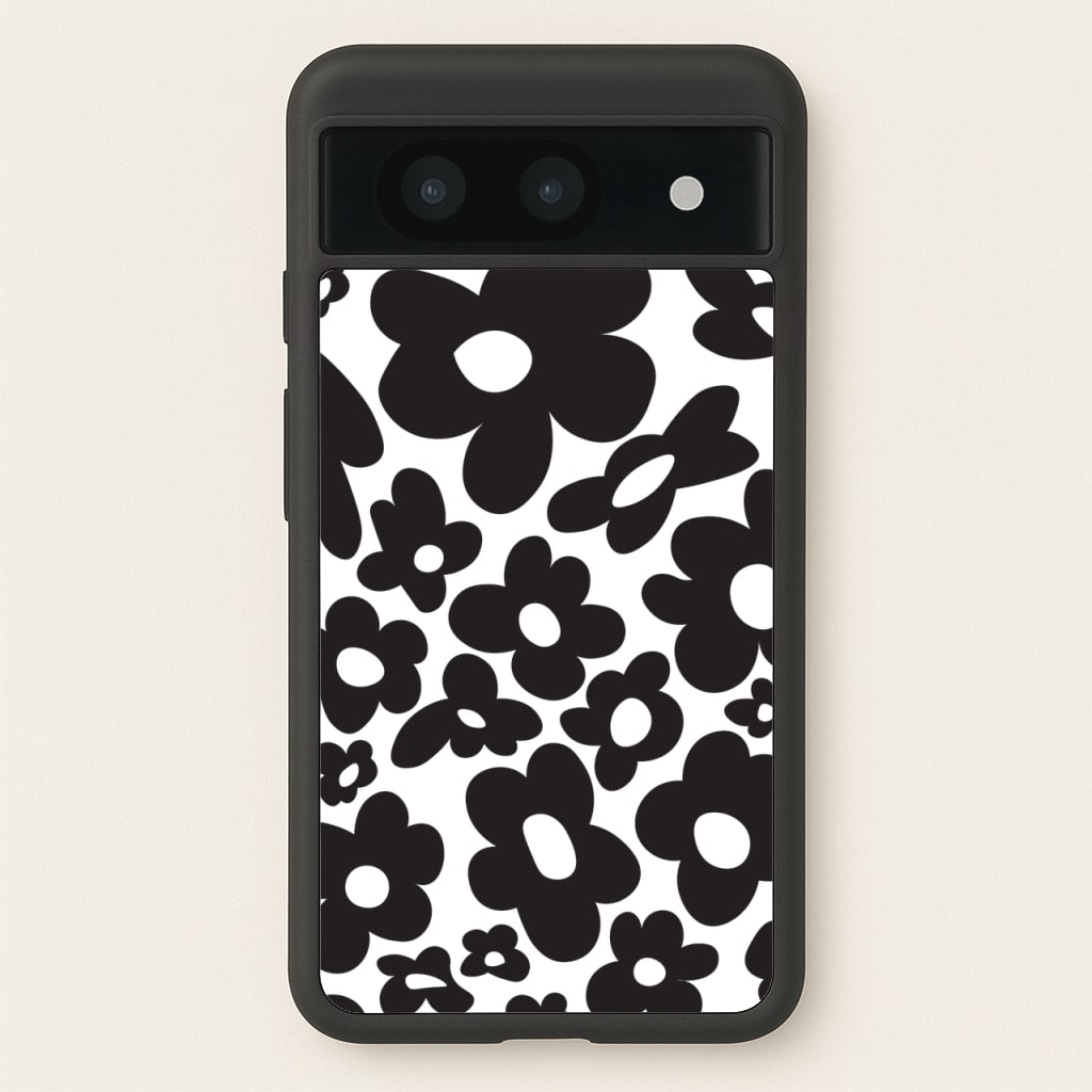 Black Flowers - Trippy Patterns  - Trippy Patterns Phone Case for Google Pixel 8a