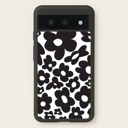 Black Flowers - Trippy Patterns  - Trippy Patterns Phone Case for Google Pixel 8a