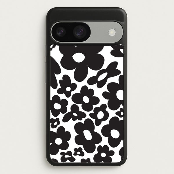 Black Flowers - Trippy Patterns  - Trippy Patterns Phone Case for Google Pixel 9 / 9 Pro