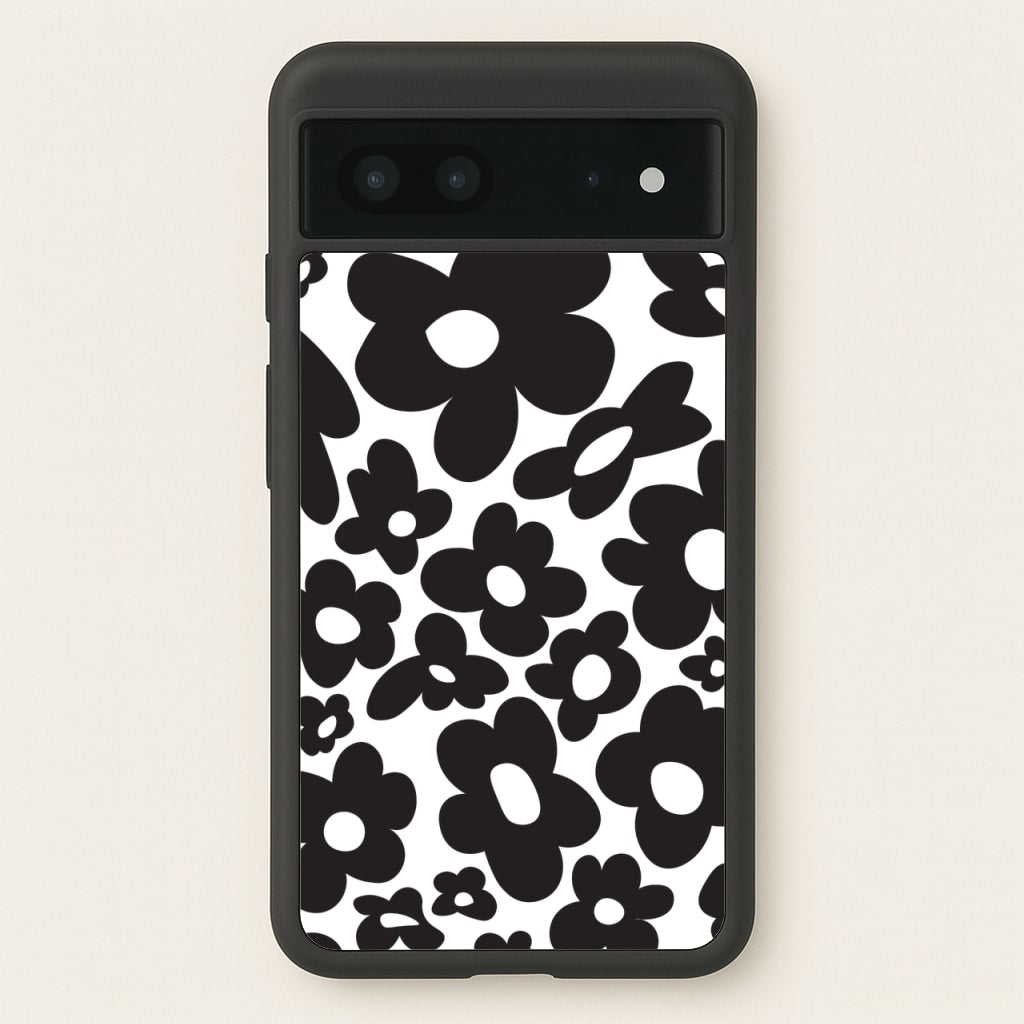 Black Flowers - Trippy Patterns  - Trippy Patterns Phone Case for Google Pixel 7