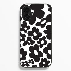 Black Flowers - Trippy Patterns  - Trippy Patterns Phone Case for iPhone 16 Plus