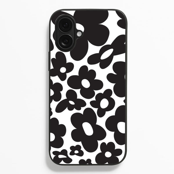 Black Flowers - Trippy Patterns  - Trippy Patterns Phone Case for iPhone 16 Plus