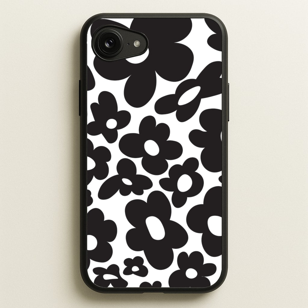 Black Flowers - Trippy Patterns  - Trippy Patterns Phone Case for iPhone 16e