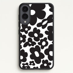 Black Flowers - Trippy Patterns  - Trippy Patterns Phone Case for Galaxy S25 Edge