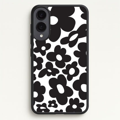 Black Flowers - Trippy Patterns  - Trippy Patterns Phone Case for Galaxy S25 Edge