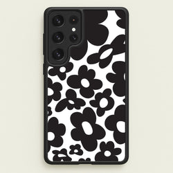 Black Flowers - Trippy Patterns  - Trippy Patterns Phone Case for Galaxy S22 Ultra