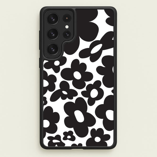Black Flowers - Trippy Patterns  - Trippy Patterns Phone Case for Galaxy S22 Ultra