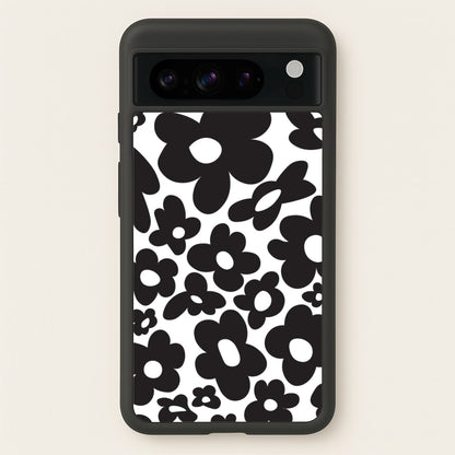 Black Flowers - Trippy Patterns  - Trippy Patterns Phone Case for Google Pixel 8 Pro