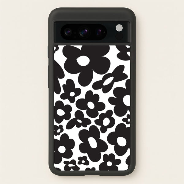 Black Flowers - Trippy Patterns  - Trippy Patterns Phone Case for Google Pixel 8 Pro