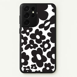 Black Flowers - Trippy Patterns  - Trippy Patterns Phone Case for Galaxy S21 Ultra