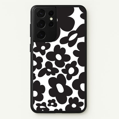 Black Flowers - Trippy Patterns  - Trippy Patterns Phone Case for Galaxy S21 Ultra