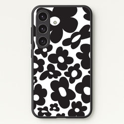 Black Flowers - Trippy Patterns  - Trippy Patterns Phone Case for Galaxy S24FE