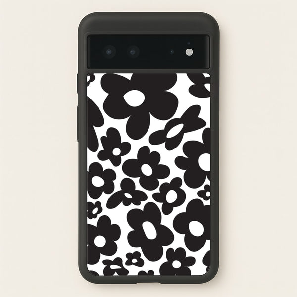 Black Flowers - Trippy Patterns  - Trippy Patterns Phone Case for Google Pixel 6