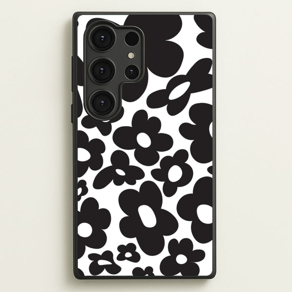 Black Flowers - Trippy Patterns  - Trippy Patterns Phone Case for Galaxy S25 Ultra