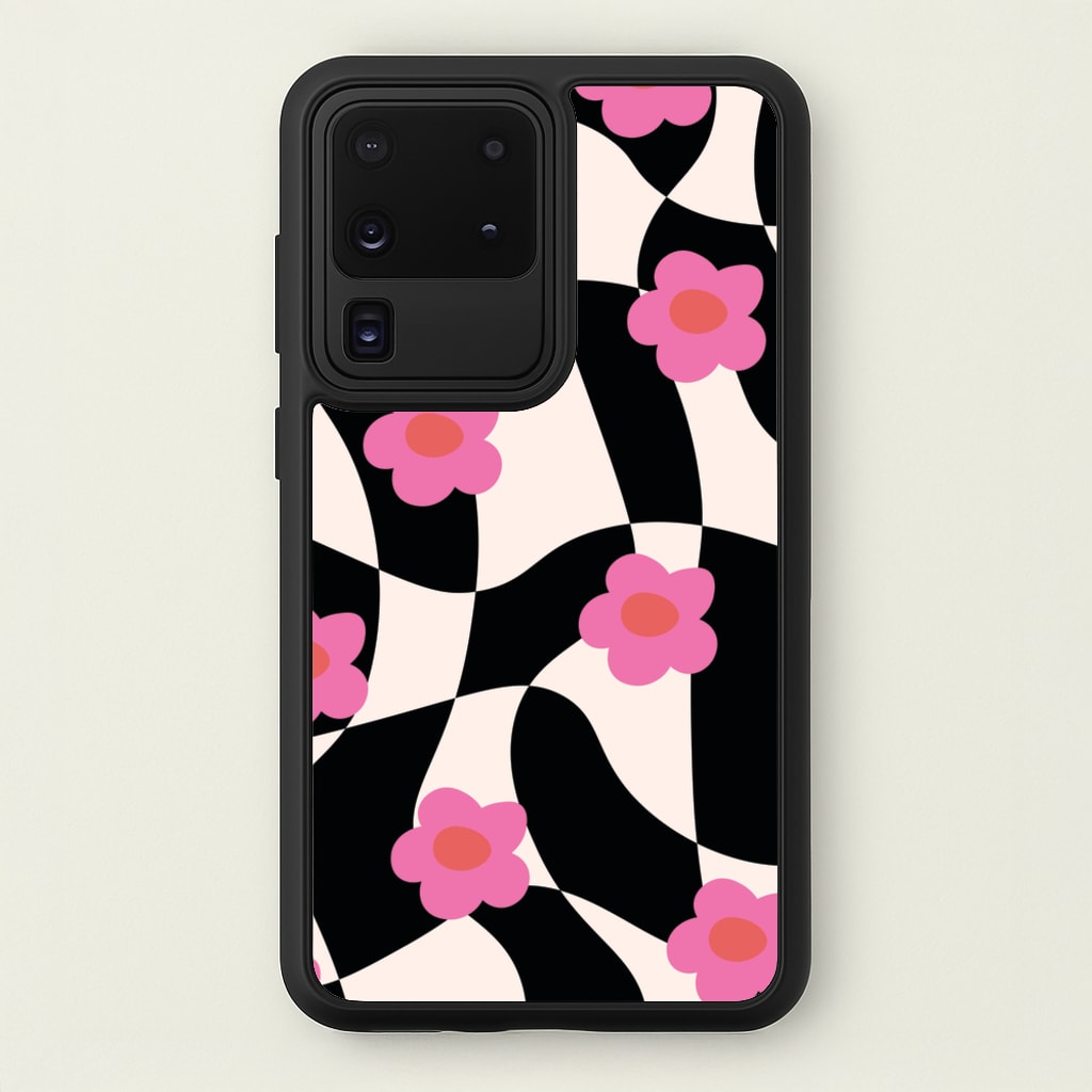 Checkboard Flowers - Trippy Patterns  - Trippy Patterns Phone Case for Galaxy S20 Ultra