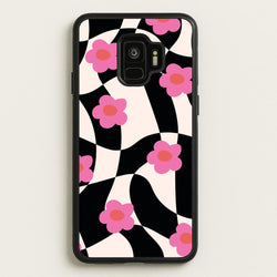 Checkboard Flowers - Trippy Patterns  - Trippy Patterns Phone Case for Galaxy S9
