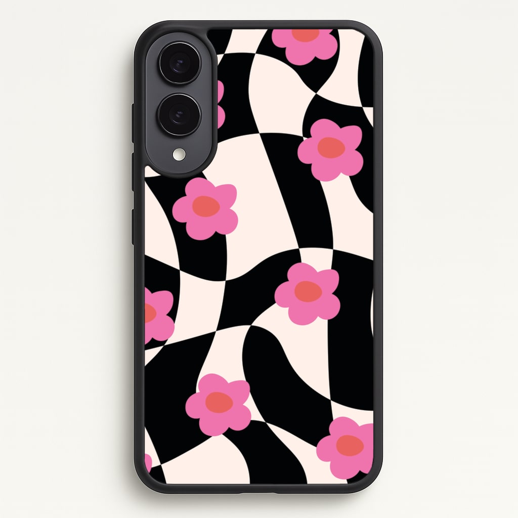 Checkboard Flowers - Trippy Patterns  - Trippy Patterns Phone Case for Galaxy S25 Edge