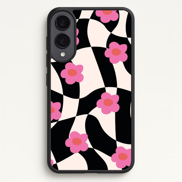 Checkboard Flowers - Trippy Patterns  - Trippy Patterns Phone Case for Galaxy S25 Edge