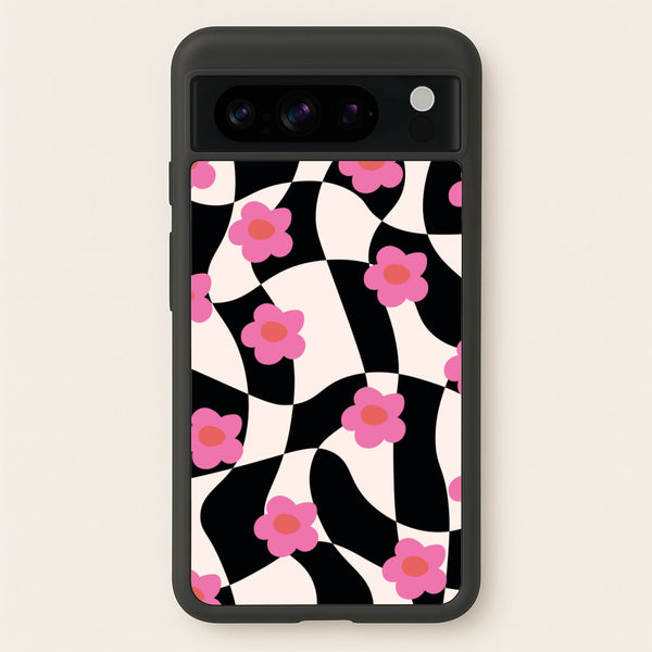 Checkboard Flowers - Trippy Patterns  - Trippy Patterns Phone Case for Google Pixel 8 Pro