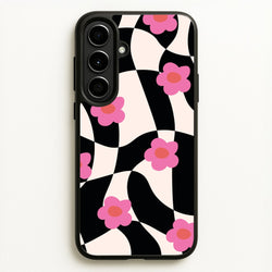 Checkboard Flowers - Trippy Patterns  - Trippy Patterns Phone Case for Galaxy A56