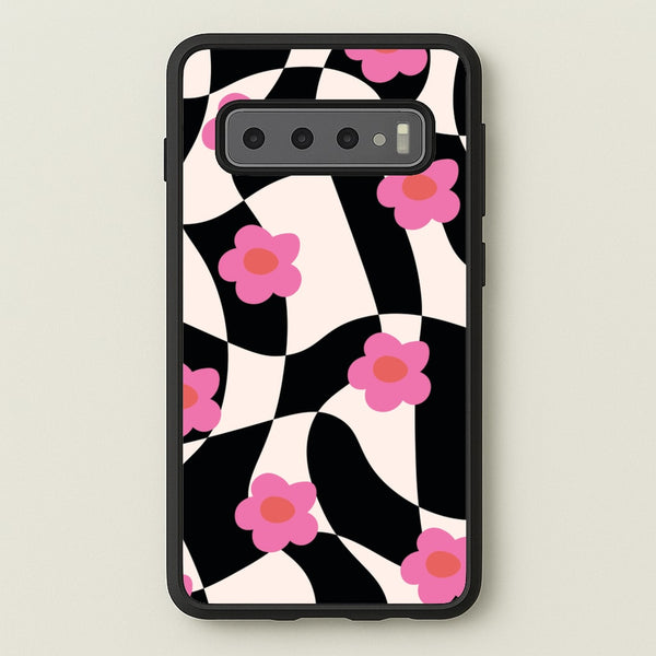 Checkboard Flowers - Trippy Patterns  - Trippy Patterns Phone Case for Galaxy S10
