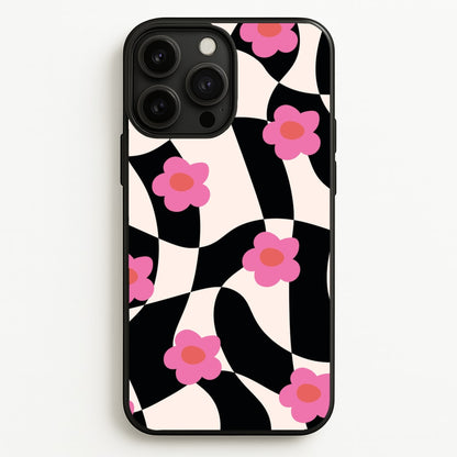 Checkboard Flowers - Trippy Patterns  - Trippy Patterns Phone Case for iPhone 13 Pro Max