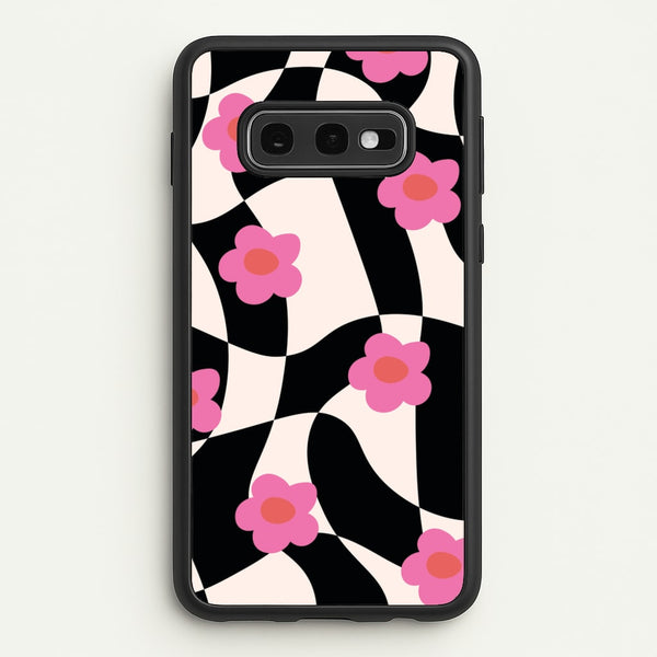 Checkboard Flowers - Trippy Patterns  - Trippy Patterns Phone Case for Galaxy S10e