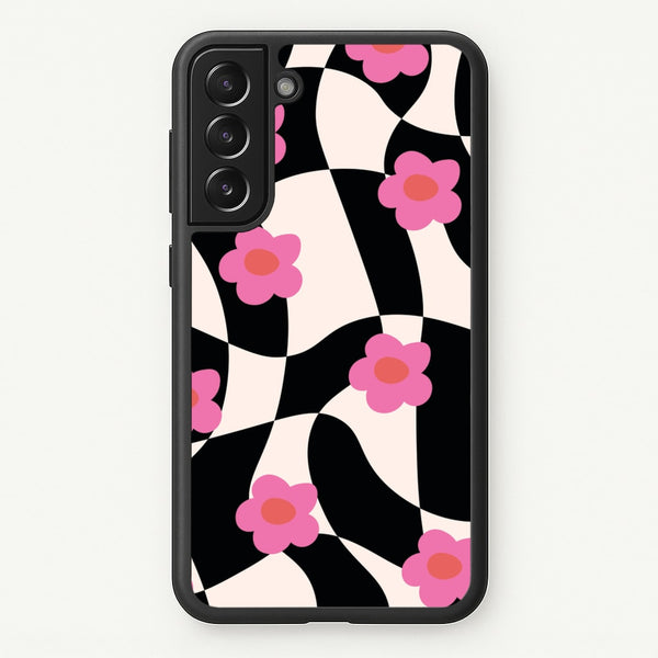 Checkboard Flowers - Trippy Patterns  - Trippy Patterns Phone Case for Galaxy S22