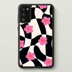Checkboard Flowers - Trippy Patterns  - Trippy Patterns Phone Case for Galaxy S20FE