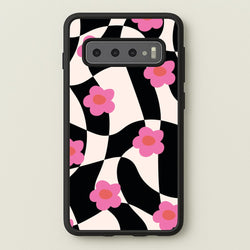 Checkboard Flowers - Trippy Patterns  - Trippy Patterns Phone Case for Galaxy S10 Plus
