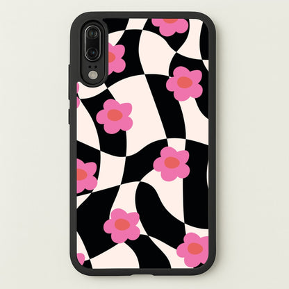 Checkboard Flowers - Trippy Patterns  - Trippy Patterns Phone Case for Huawei P20