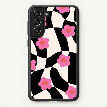 Checkboard Flowers - Trippy Patterns  - Trippy Patterns Phone Case for Galaxy S21 Plus