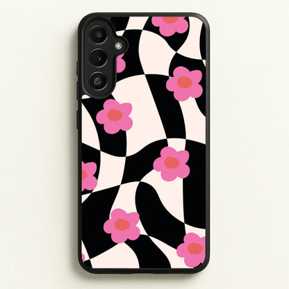 Checkboard Flowers - Trippy Patterns  - Trippy Patterns Phone Case for Galaxy A36