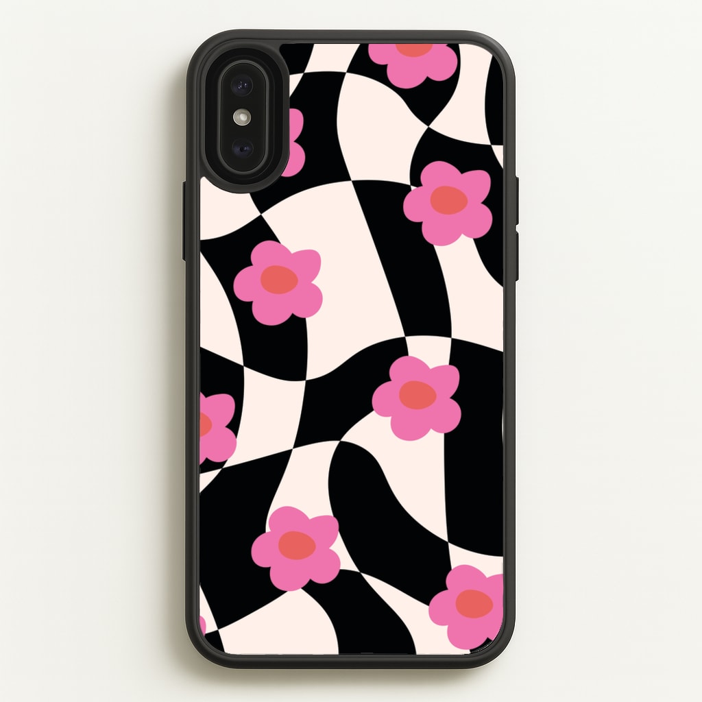 Checkboard Flowers - Trippy Patterns  - Trippy Patterns Phone Case for iPhone XS Max