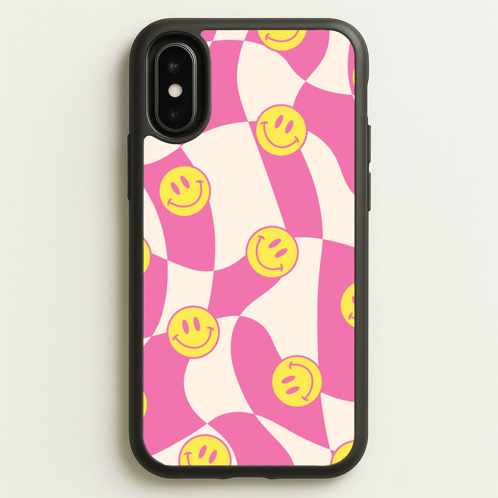 Smiley Checkboard - Trippy Patterns  - Trippy Patterns Phone Case for iPhone X / XS