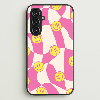 Smiley Checkboard - Trippy Patterns  - Trippy Patterns Phone Case for Galaxy S23FE