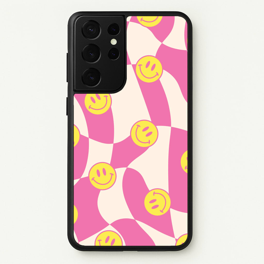 Smiley Checkboard - Trippy Patterns  - Trippy Patterns Phone Case for Galaxy S21 Ultra